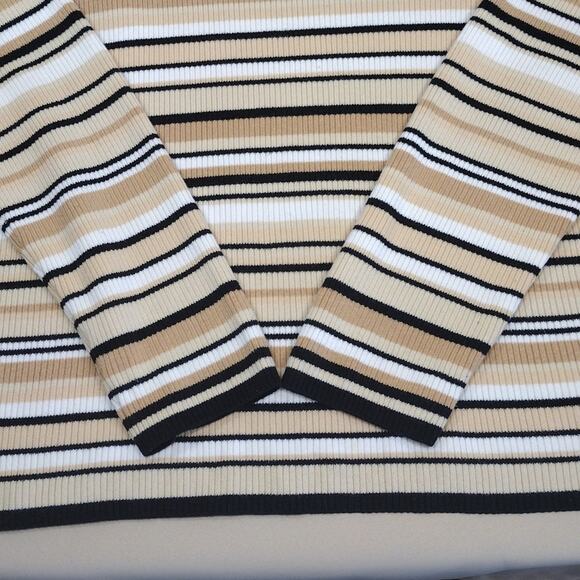 Worthington Turtle Neck Winter Formal Stripes Long Sleeve Stretchy Cotton Shirt - Picture 11 of 13